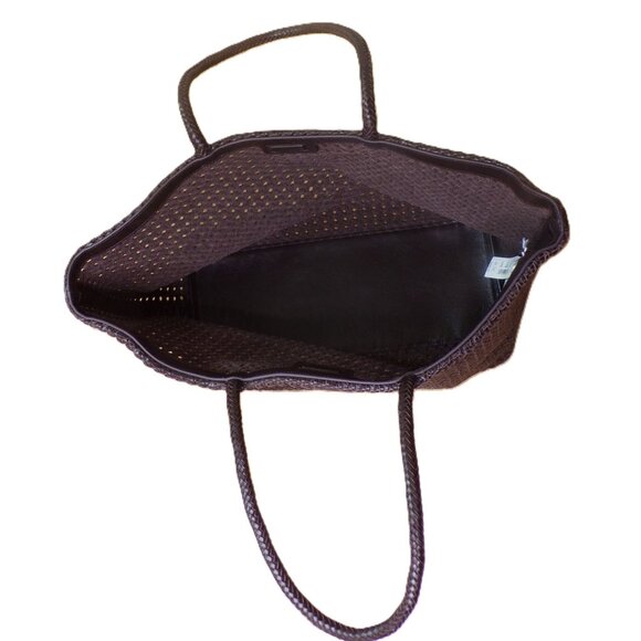 🆕MADEWELL Handwoven Cane Tote Handbag Dark Brown - Picture 8 of 9